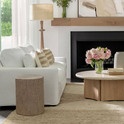 Dark Natural and Beige Shade Mango Wood and Jute Shade Lamp 20 in Wide