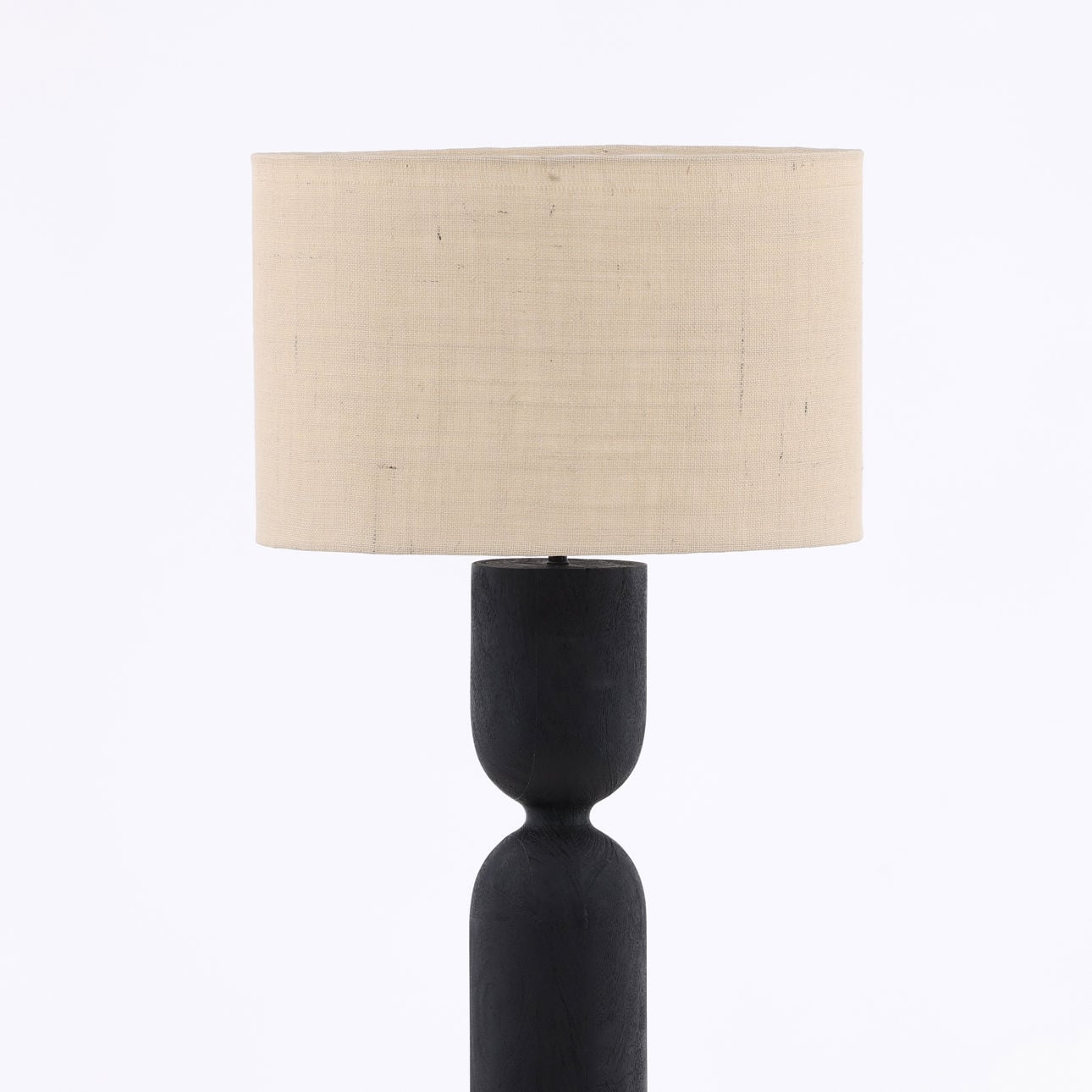 Black and Beige Shade Mango Wood and Jute Shade Lamp 20 in Wide