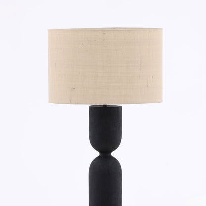 Black and Beige Shade Mango Wood and Jute Shade Lamp 20 in Wide