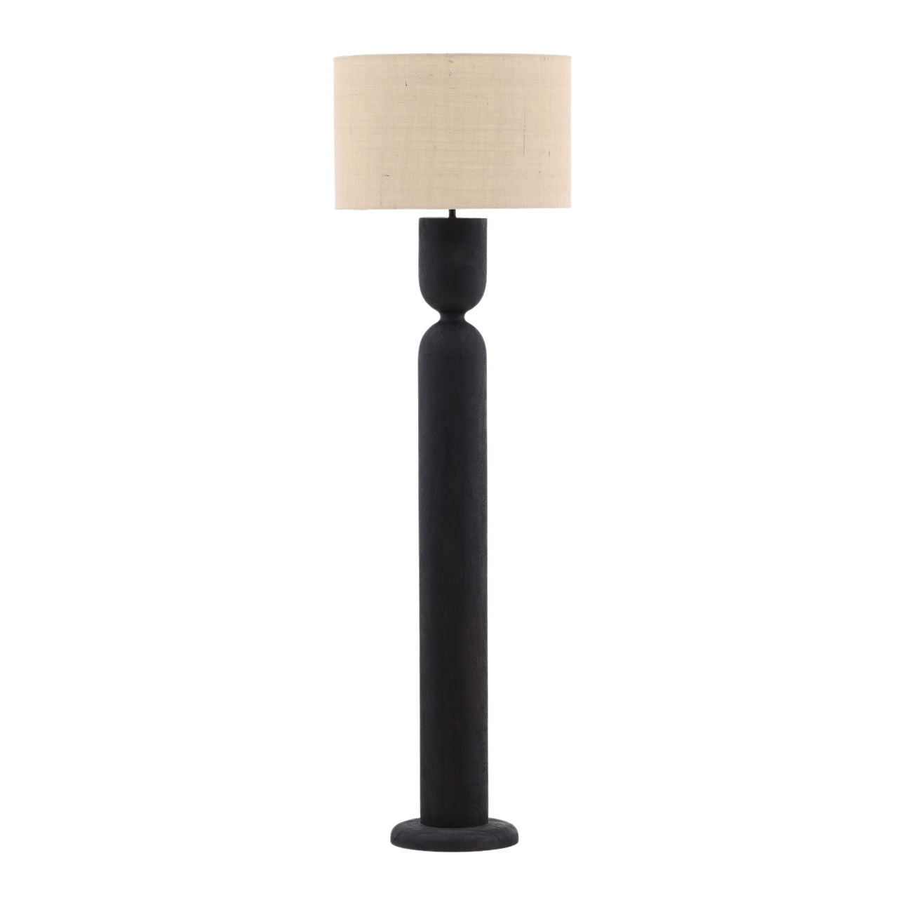 Black and Beige Shade Mango Wood and Jute Shade Lamp 20 in Wide