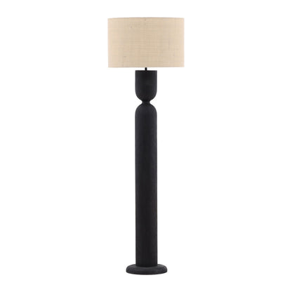 Black and Beige Shade Mango Wood and Jute Shade Lamp 20 in Wide
