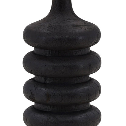 Black and Beige Shade Mango Wood and Jute Shade Table 16 in Wide