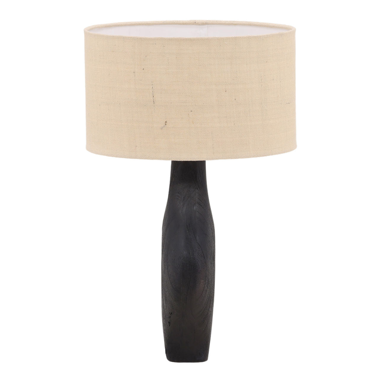 Black and Beige Shade Mango Wood and Jute Shade Table 16 in Wide