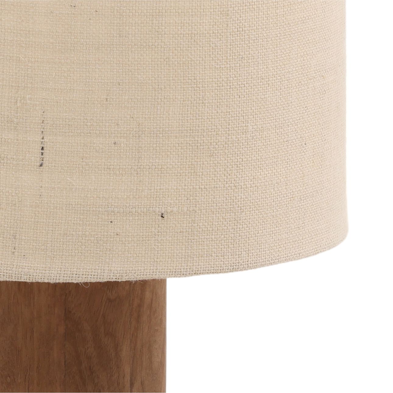 Medium Brown and Beige Mango Wood and Jute Shade Table 14 in Wide