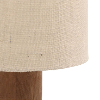 Medium Brown and Beige Mango Wood and Jute Shade Table 14 in Wide