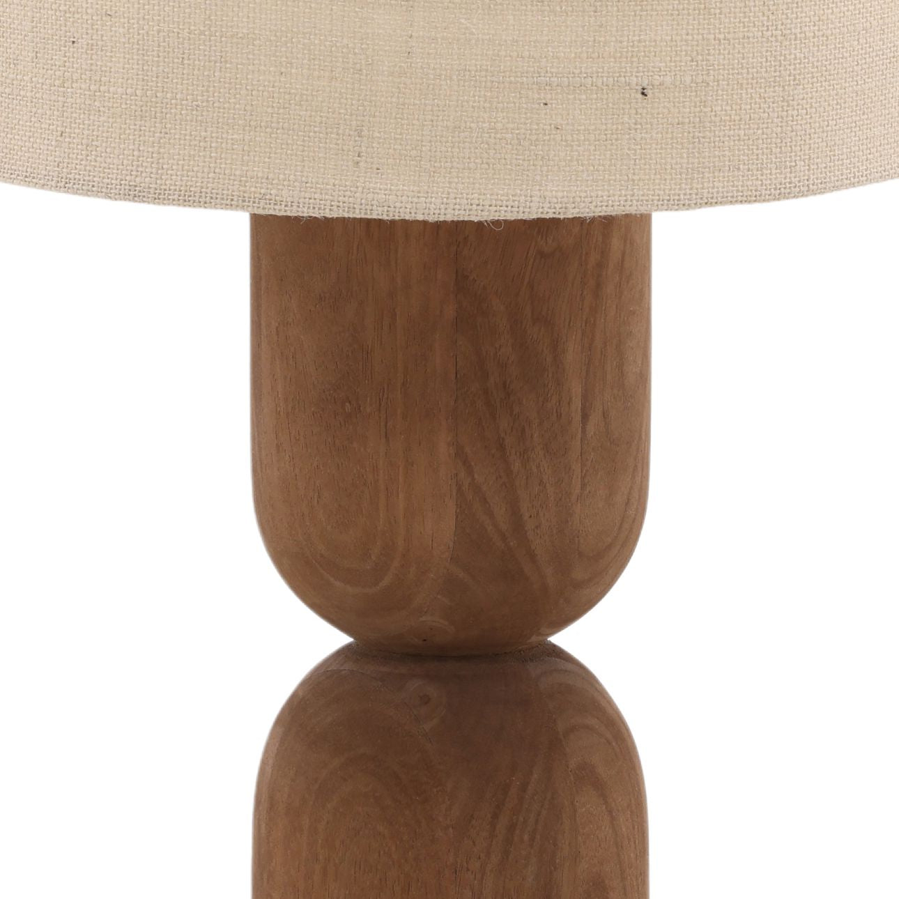 Medium Brown and Beige Mango Wood and Jute Shade Table 14 in Wide