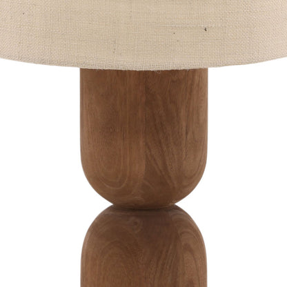 Medium Brown and Beige Mango Wood and Jute Shade Table 14 in Wide