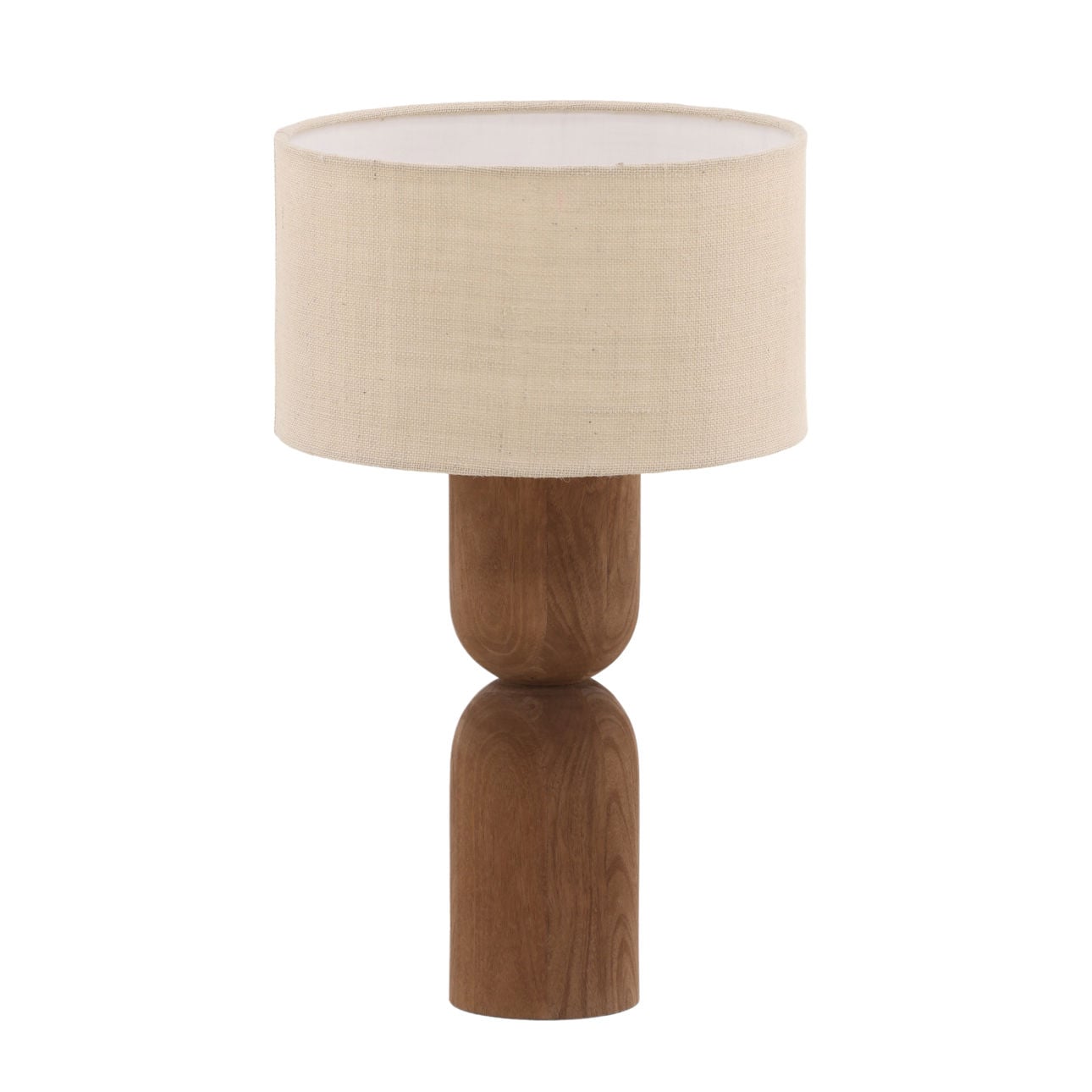 Medium Brown and Beige Mango Wood and Jute Shade Table 14 in Wide