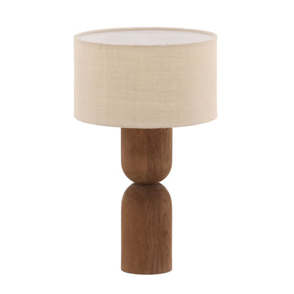 Medium Brown and Beige Mango Wood and Jute Shade Table 14 in Wide