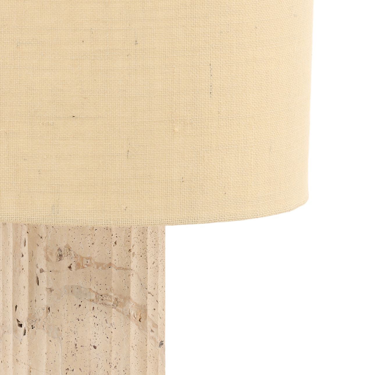 Natural and Beige Travertine and Jute Shade Table 16 in Wide