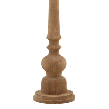 Light Brown and Natural Mango Wood and Raw Silk Shade Lamp 20 in Wide