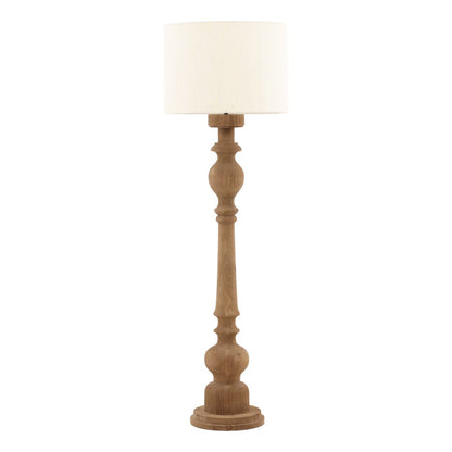 Light Brown and Natural Mango Wood and Raw Silk Shade Lamp 20 in Wide
