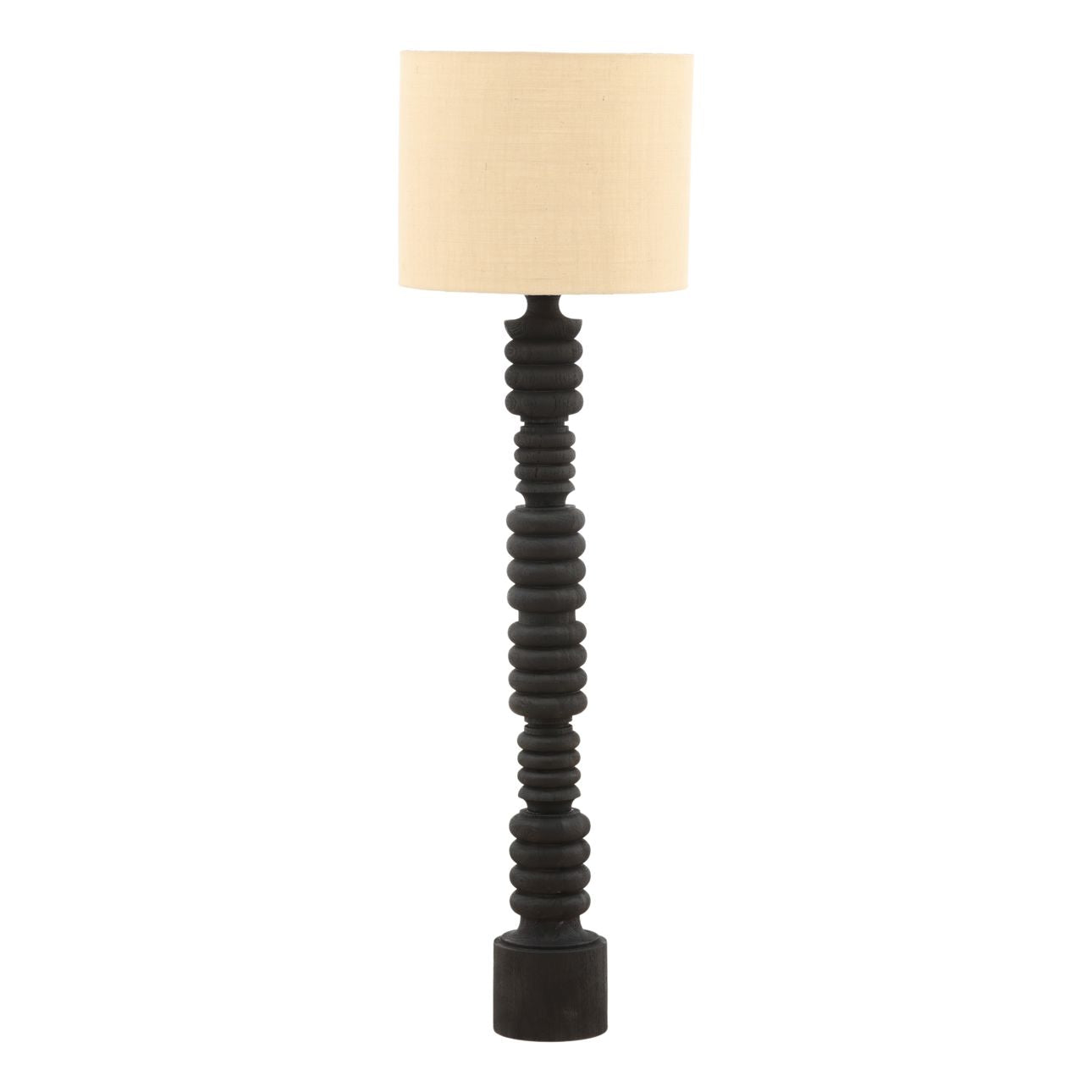 Black and Natural Mango Wood and Jute Shade Lamp 20 in Wide