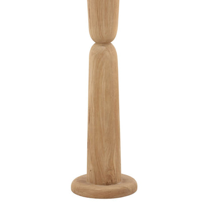 Light Brown and Natural Mango Wood and Raw Silk Shade Lamp 20 in Wide