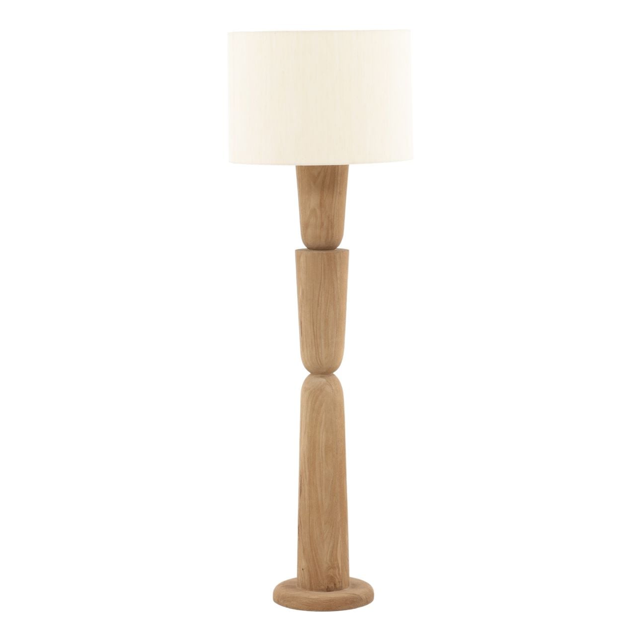 Light Brown and Natural Mango Wood and Raw Silk Shade Lamp 20 in Wide