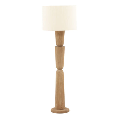 Light Brown and Natural Mango Wood and Raw Silk Shade Lamp 20 in Wide