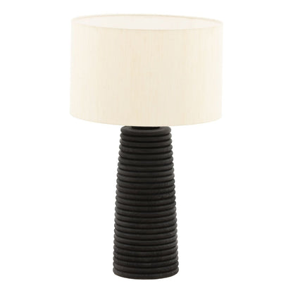 Heritage Mango Wood and Raw Silk Shade Table Lamp