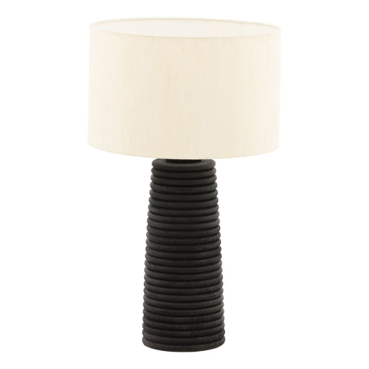 Heritage Mango Wood and Raw Silk Shade Table Lamp