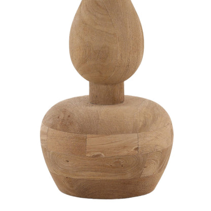 Light Brown and Natural Mango Wood and Raw Silk Shade Table 12 in Wide