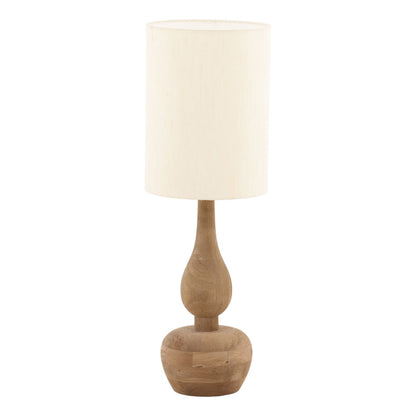 Light Brown and Natural Mango Wood and Raw Silk Shade Table 12 in Wide