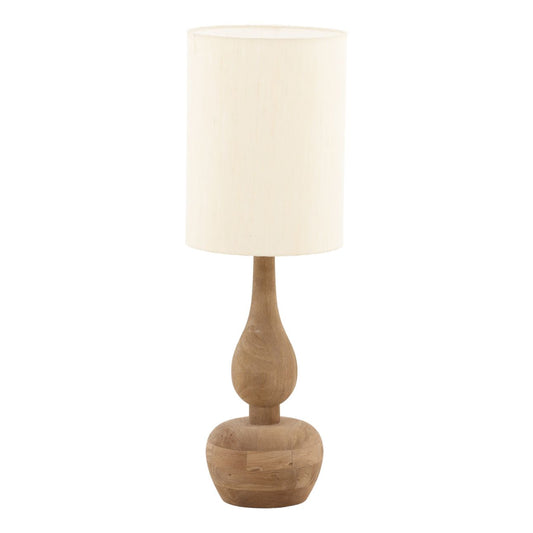 Light Brown and Natural Mango Wood and Raw Silk Shade Table 12 in Wide