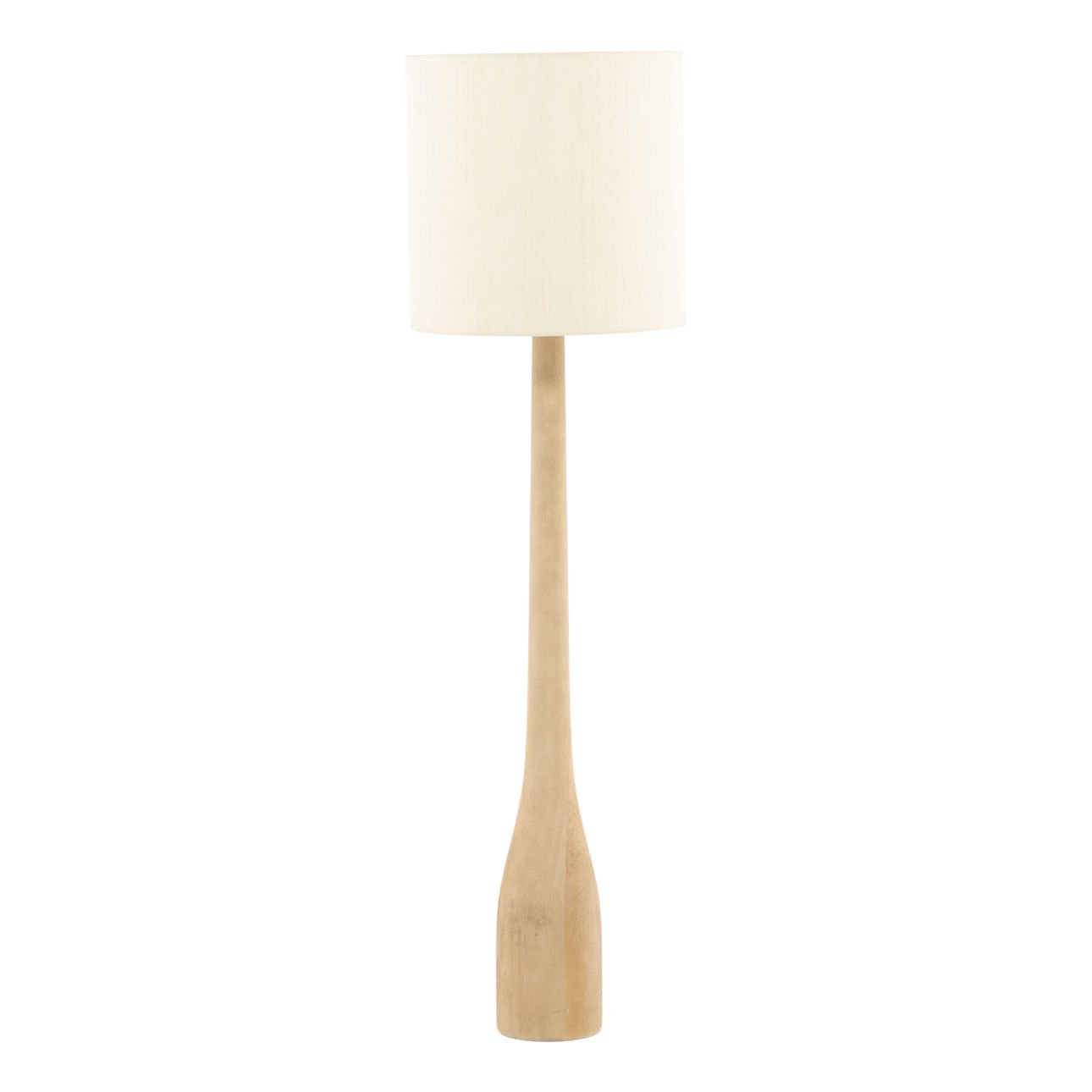Natural Mango Wood and Silk Shade Lamp 20 in Wide