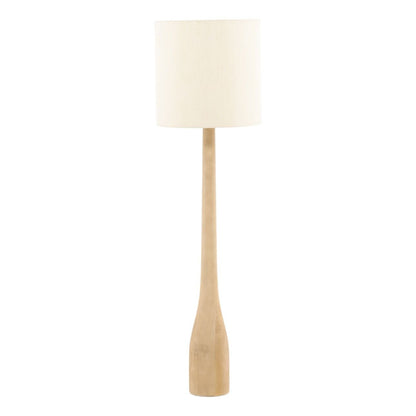 Natural Mango Wood and Silk Shade Lamp 20 in Wide