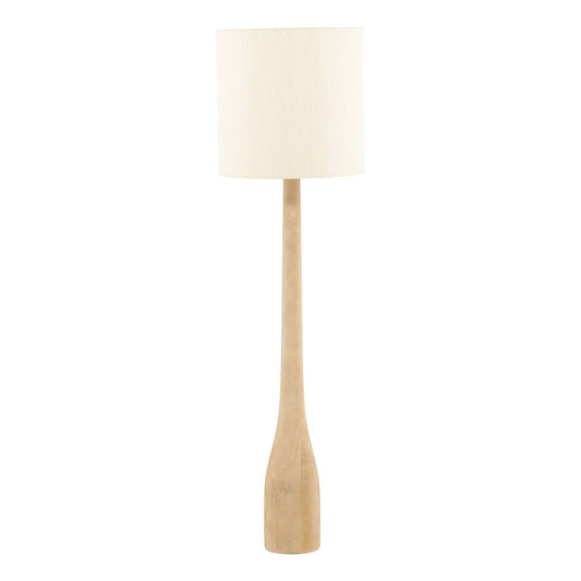 Natural Mango Wood and Silk Shade Lamp 20 in Wide