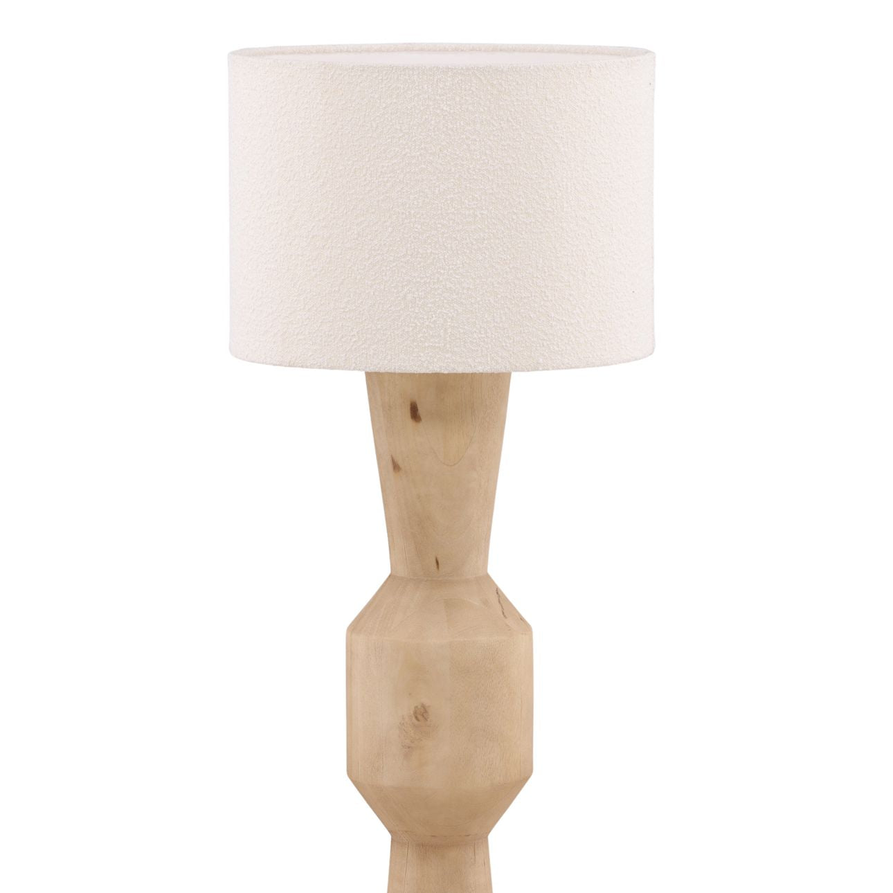 Natural and Cream Mango Wood and Boucle Shade Lamp 20 in Wide