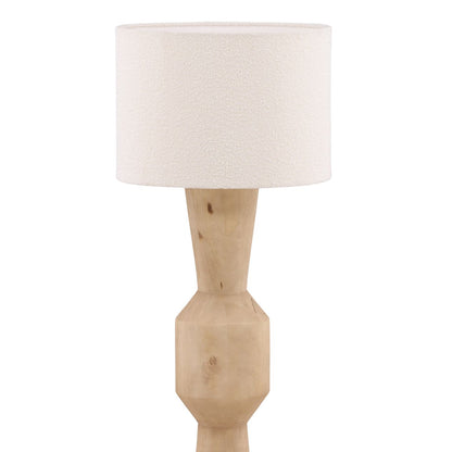 Natural and Cream Mango Wood and Boucle Shade Lamp 20 in Wide