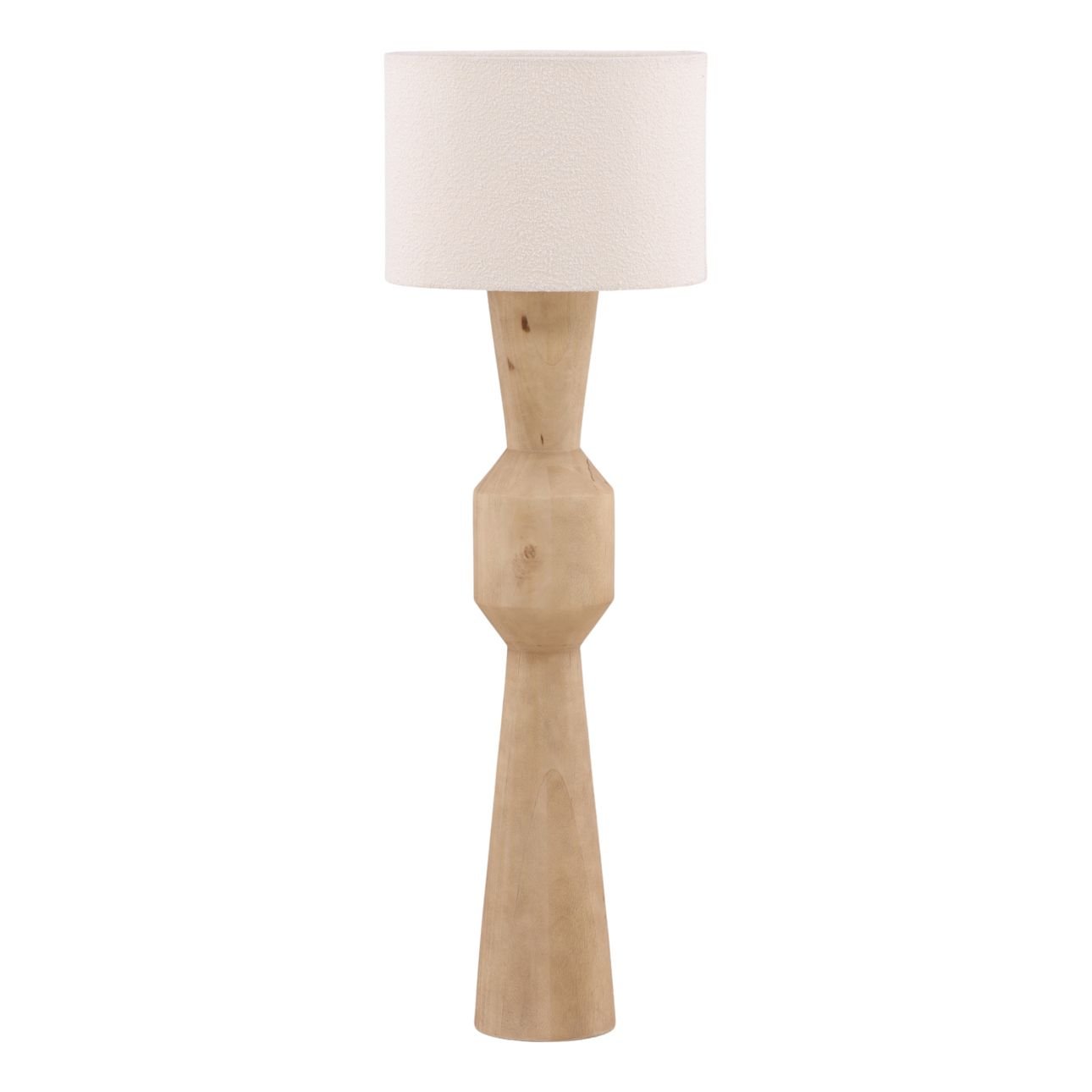 Natural and Cream Mango Wood and Boucle Shade Lamp 20 in Wide