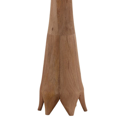 Light Brown and Beige Mango Wood and Cotton Linen Shade Lamp 20 in Wide