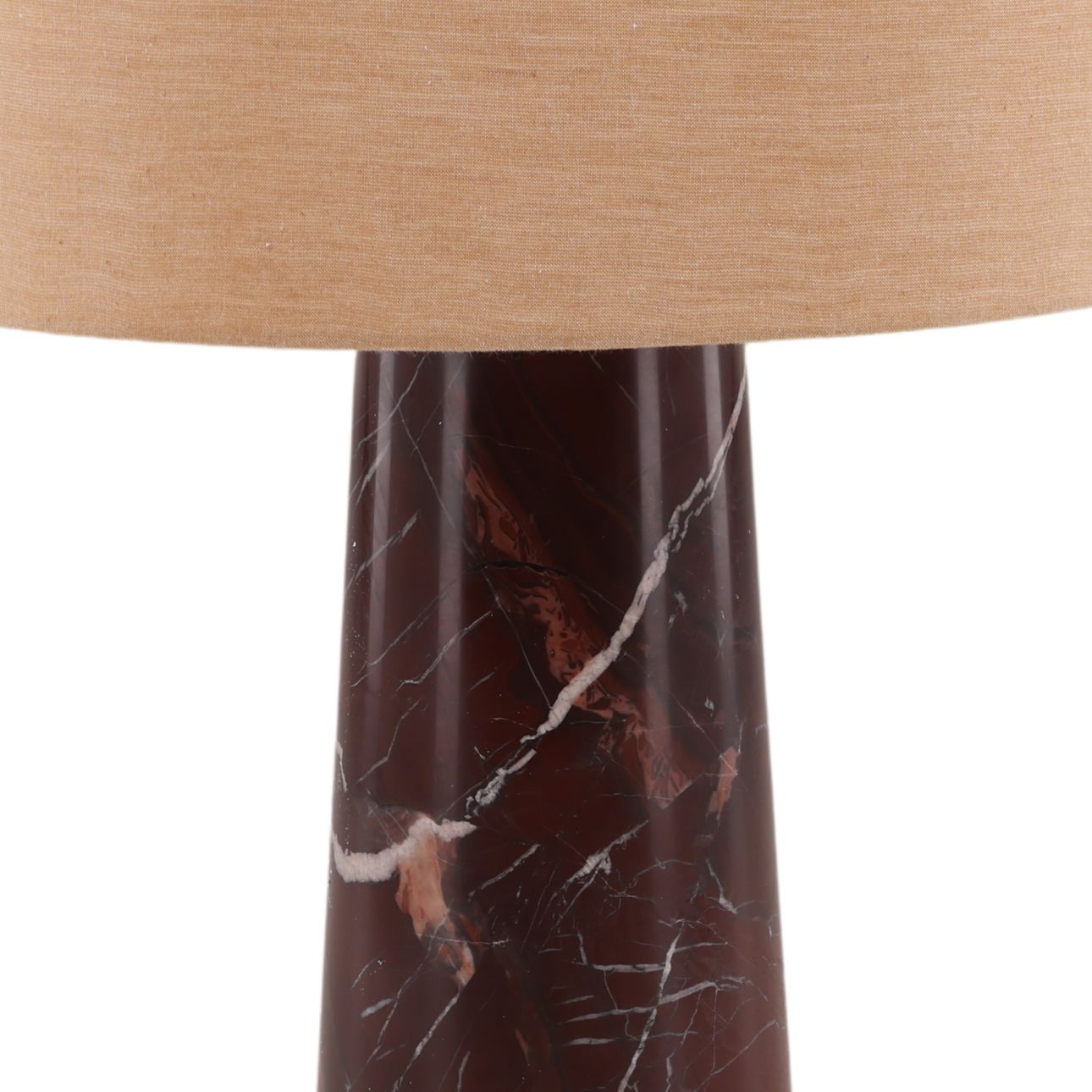 Red and Beige Cherry Marble and Chambrey Shade Table 17.5 in Wide