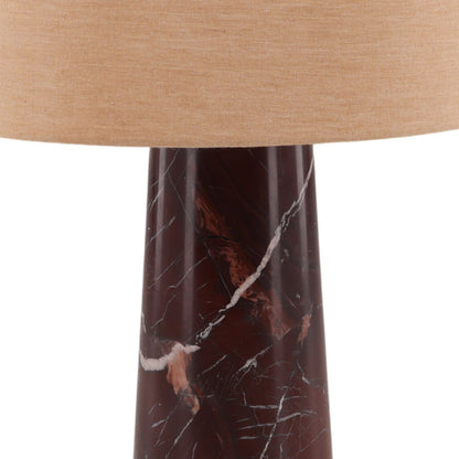 Red and Beige Cherry Marble and Chambrey Shade Table 17.5 in Wide