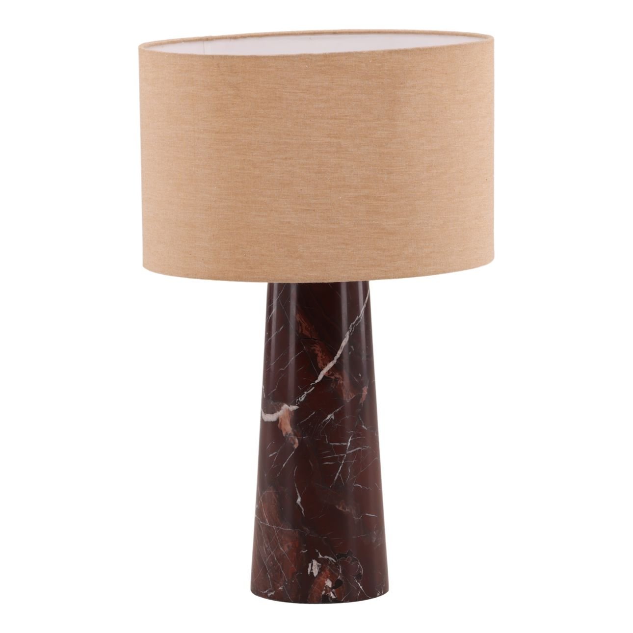 Red and Beige Cherry Marble and Chambrey Shade Table 17.5 in Wide