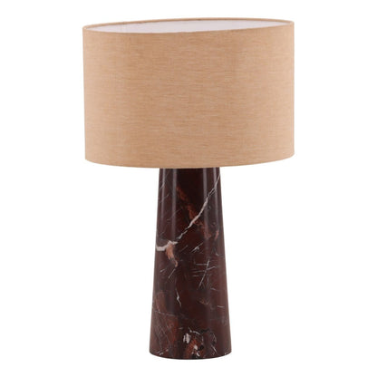 Red and Beige Cherry Marble and Chambrey Shade Table 17.5 in Wide
