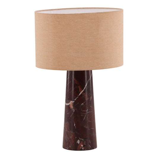 Red and Beige Cherry Marble and Chambrey Shade Table 17.5 in Wide