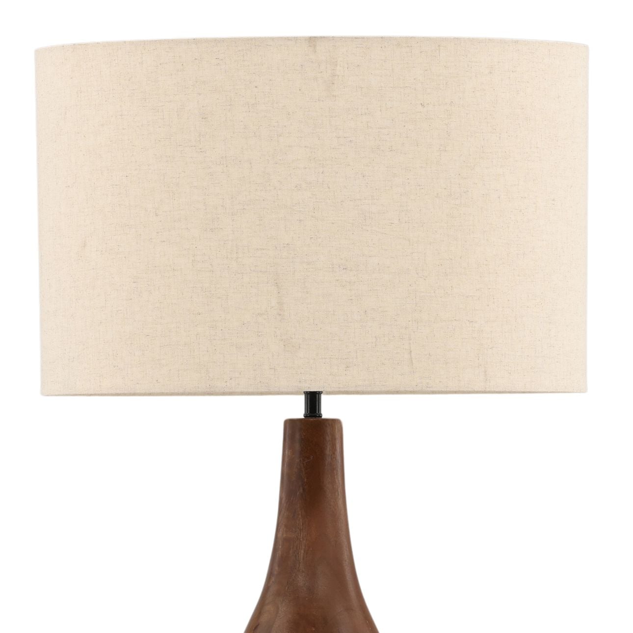 Brown and Cream Shade Mango Wood and Cotton Linen Shade Lamp 20 in Wide