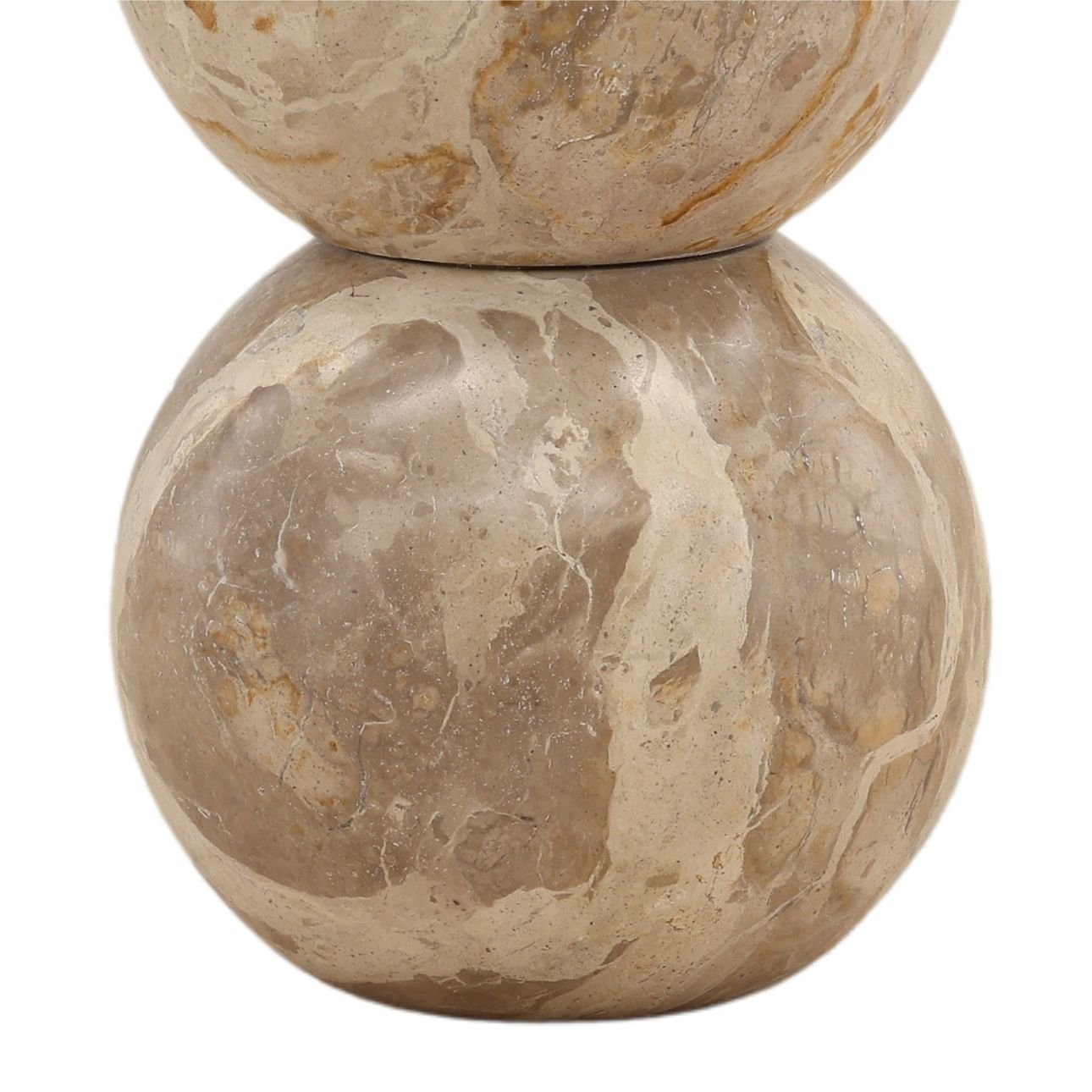 Natural Stone, Cream Shade, and Antique Brass Metal Panther Marble and Raw Silk Shade Table 14 in Wide