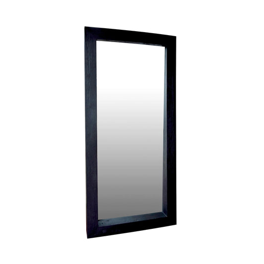 Black Stain Finish Mixed Hardwood Frame Mirror 41 in Wide