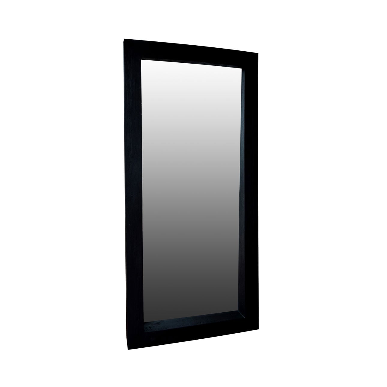 Black Stain Finish Mixed Hardwood Frame Mirror 41 in Wide