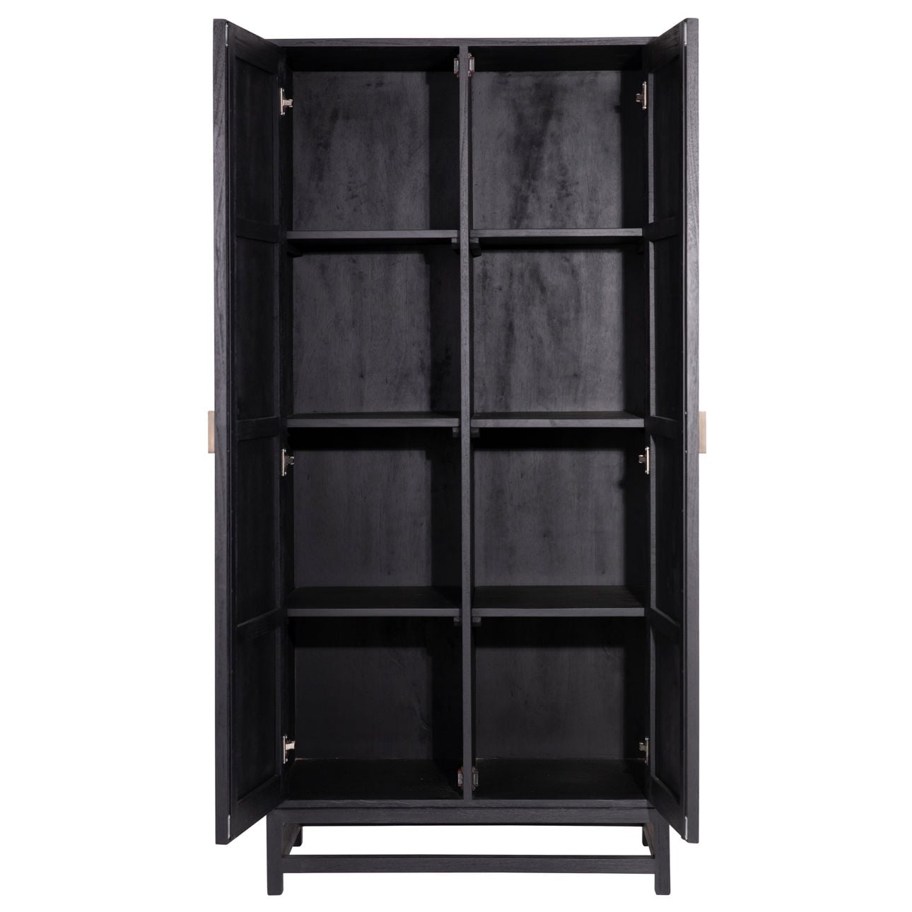 Antique Black Frame with Natural Rattan Door Panels Exotic Wood and Rattan Cabinet 36 in Wide