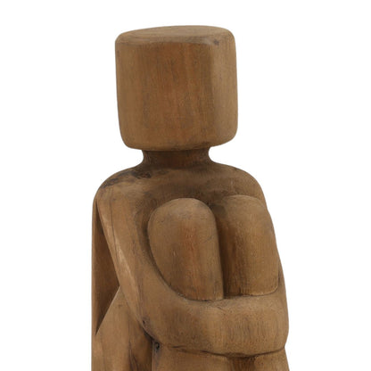 Natural Finish Suar Wood Sculpture 4 in Wide