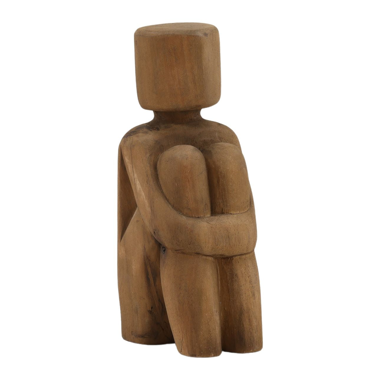 Natural Finish Suar Wood Sculpture 4 in Wide