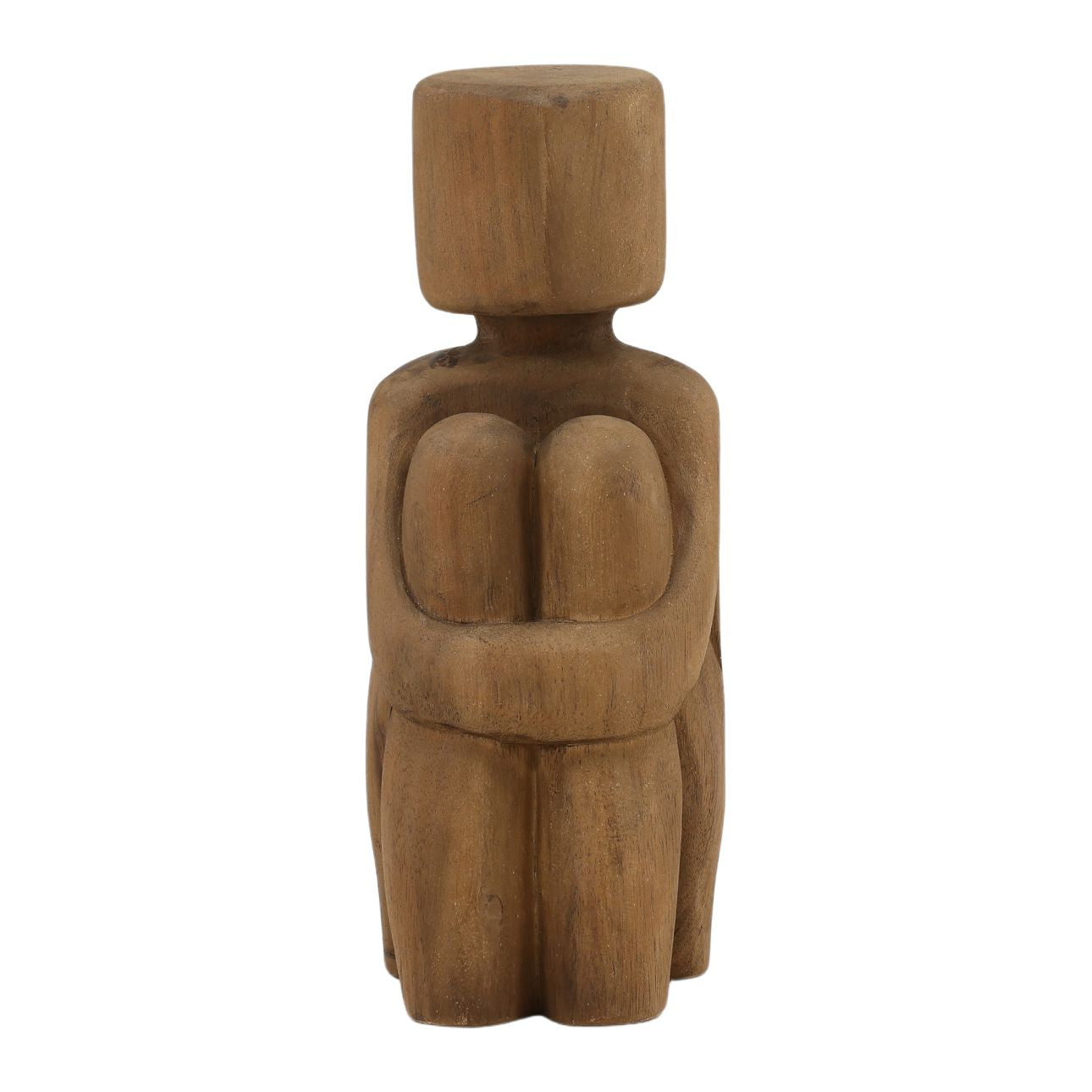 Natural Finish Suar Wood Sculpture 4 in Wide