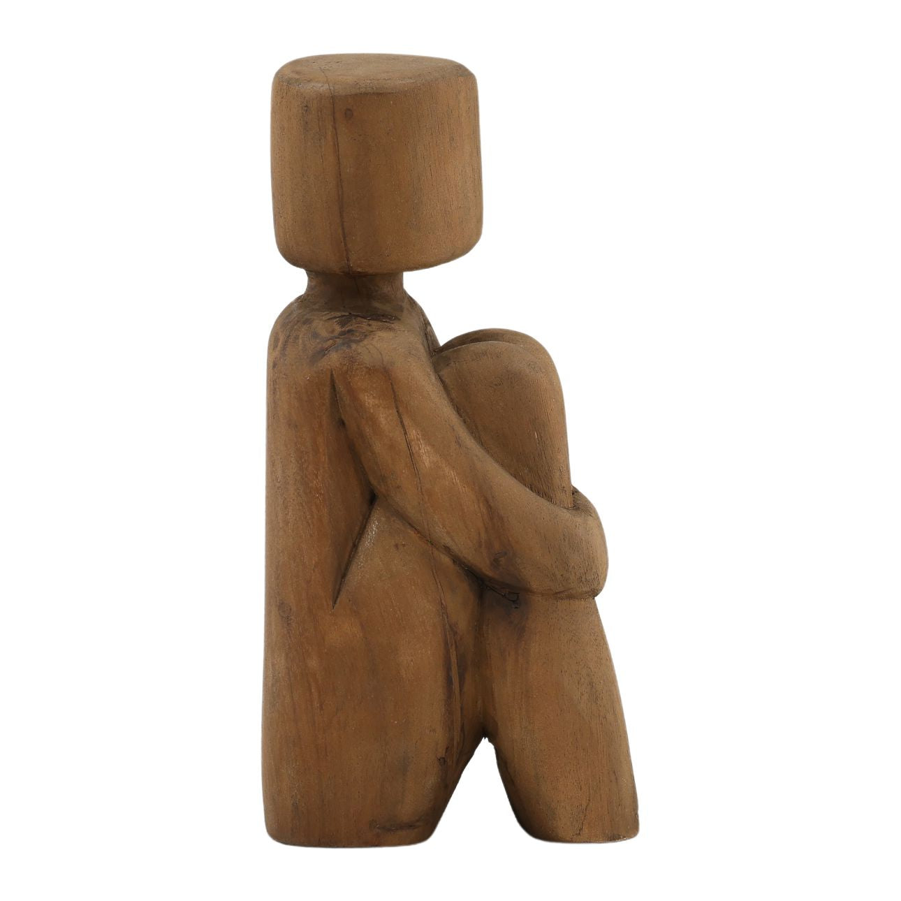 Natural Finish Suar Wood Sculpture 4 in Wide