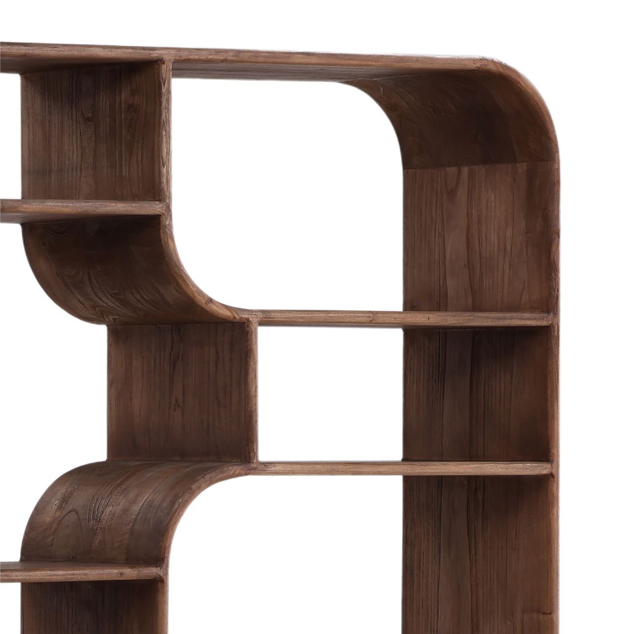 Brown Mindi Wood Bookcase 67 in Wide