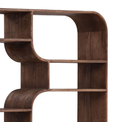 Brown Mindi Wood Bookcase 67 in Wide