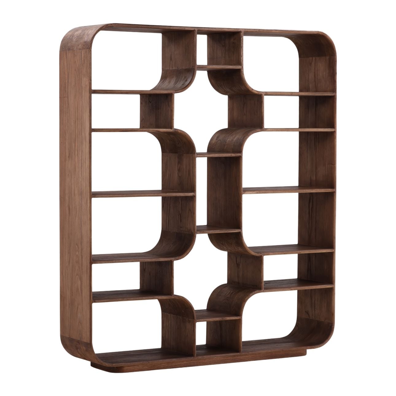 Brown Mindi Wood Bookcase 67 in Wide