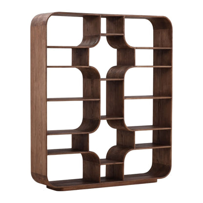 Brown Mindi Wood Bookcase 67 in Wide